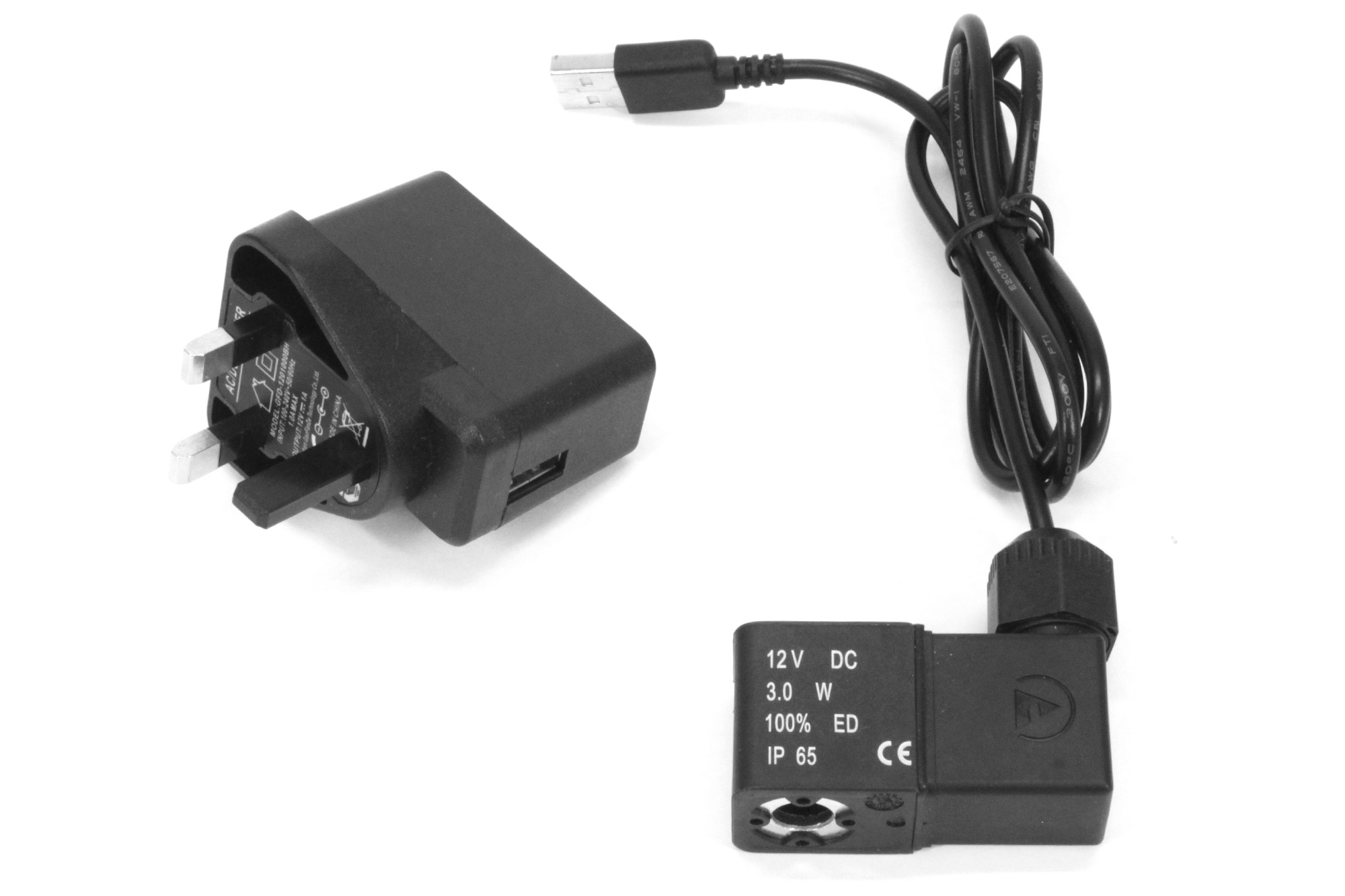 12v DC USB -magneettikäämi ja UK-muuntaja